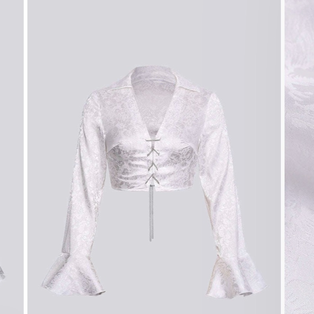 NWT white satin long sleeve